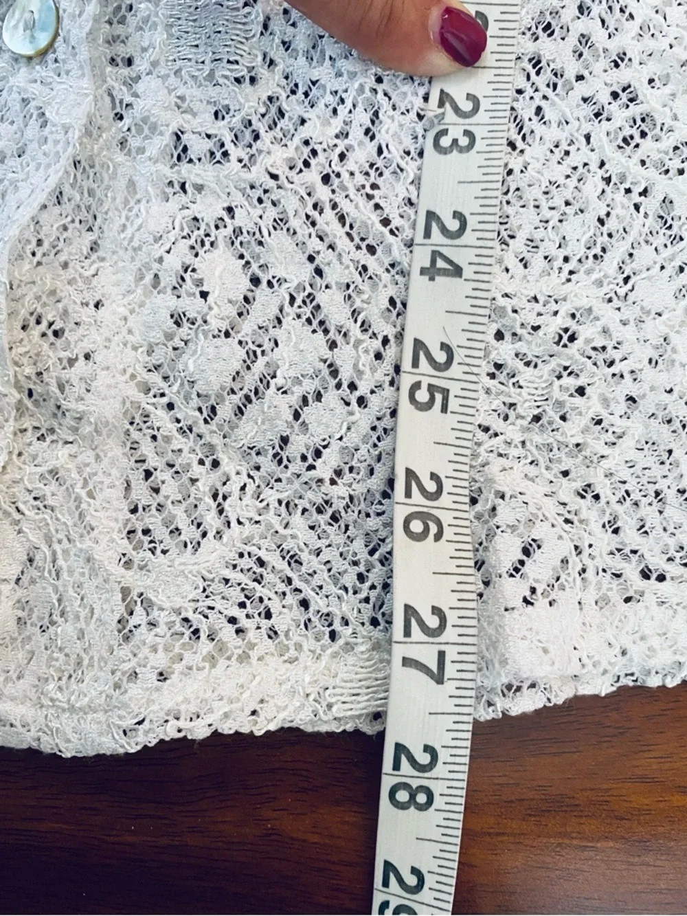 Made in Italy White Lace Button-Up Blouse with Contrast Collar size XL - Picture 11 of 13